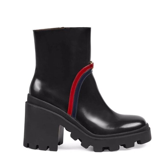 Gucci Web Stripe 85mm Ankle Boots 37 7 - Picture 2 of 10